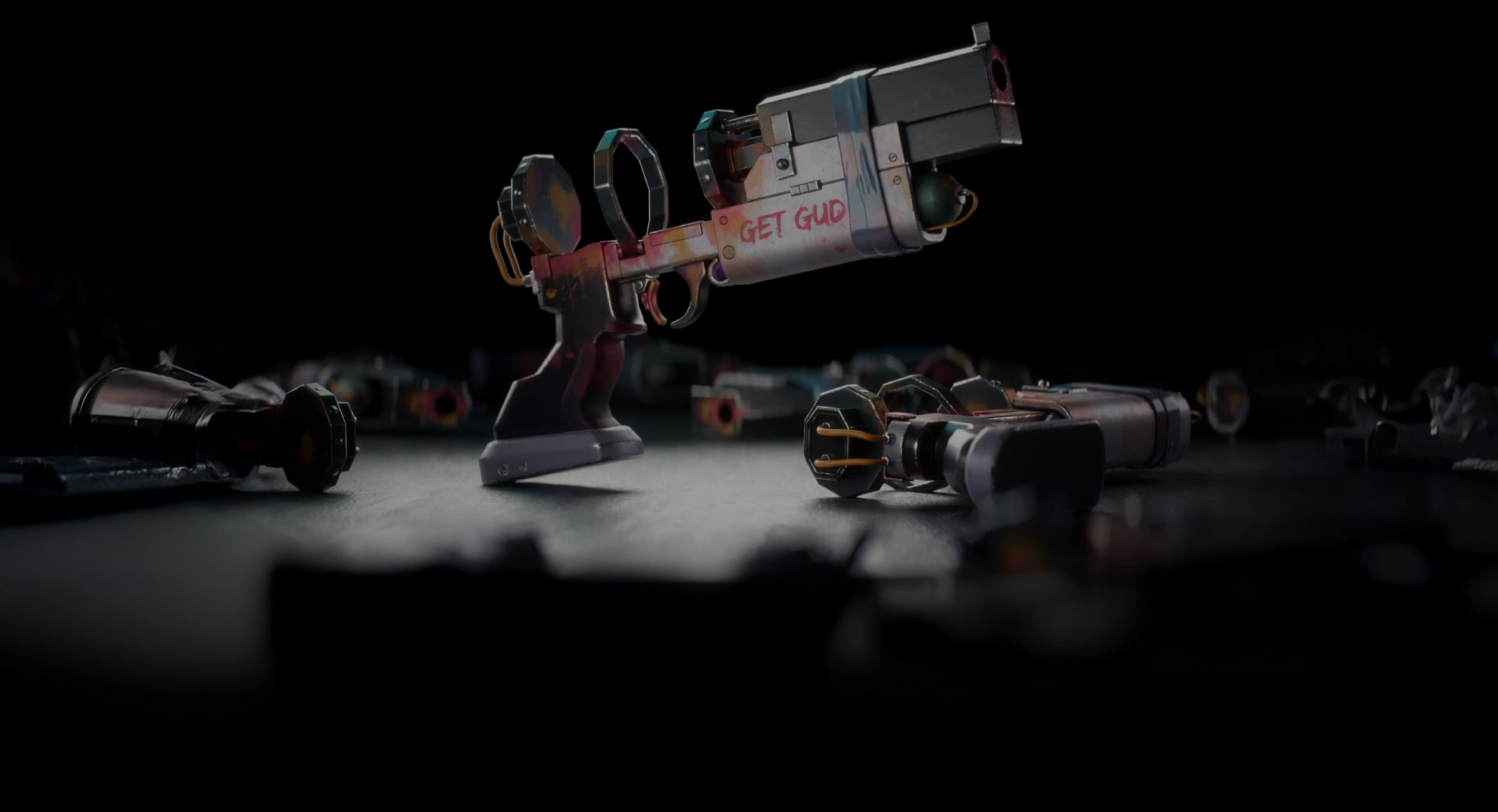 Various guns and weapons