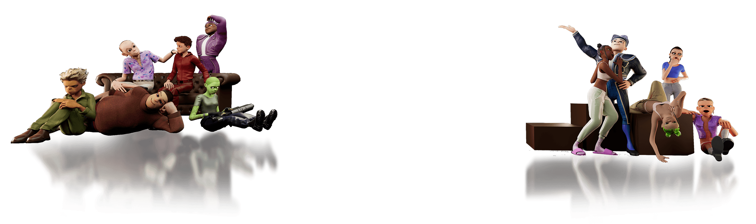 Rekt Games characters lineup from various games