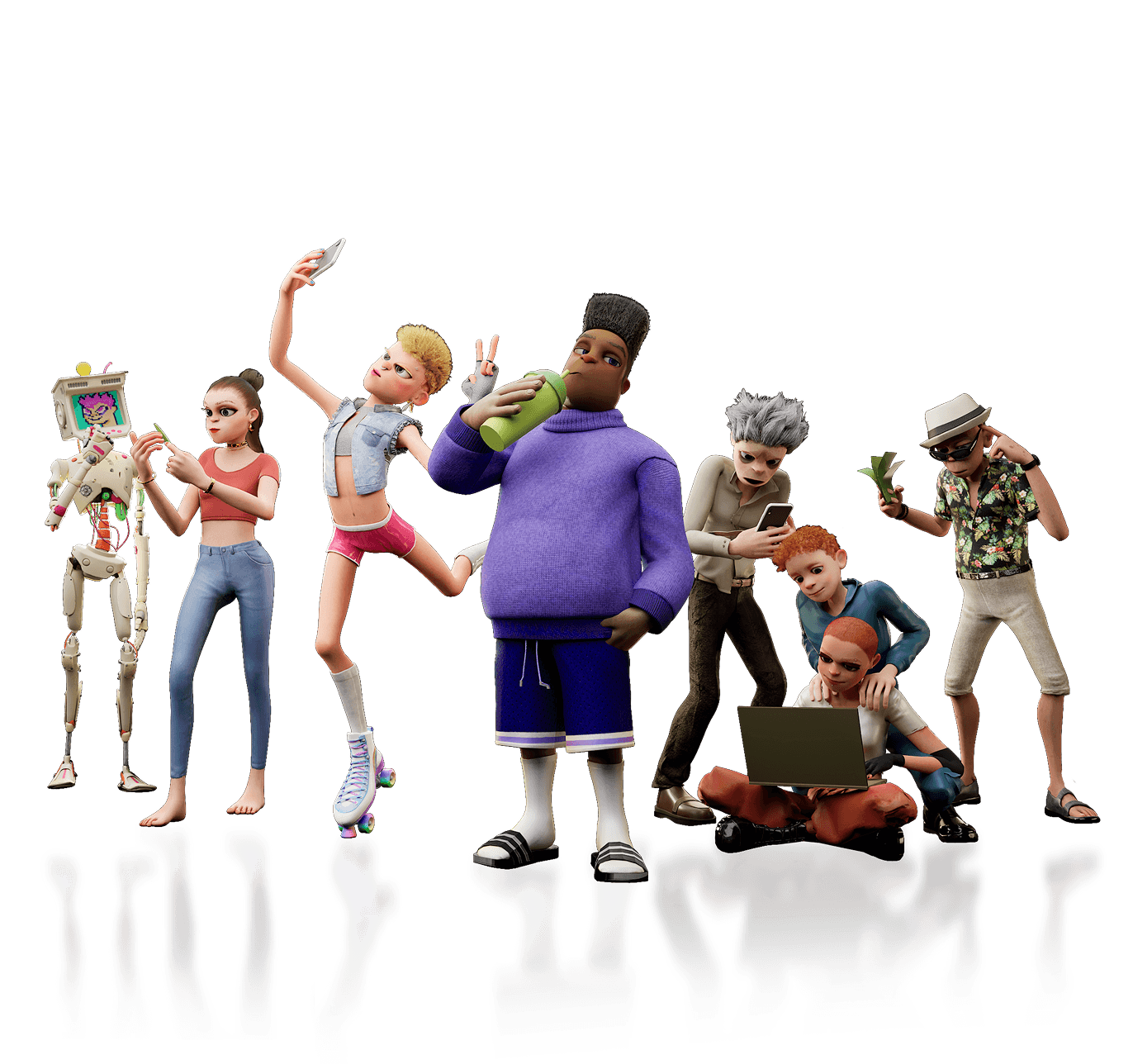 Rekt Games character showcase featuring heroes from all games